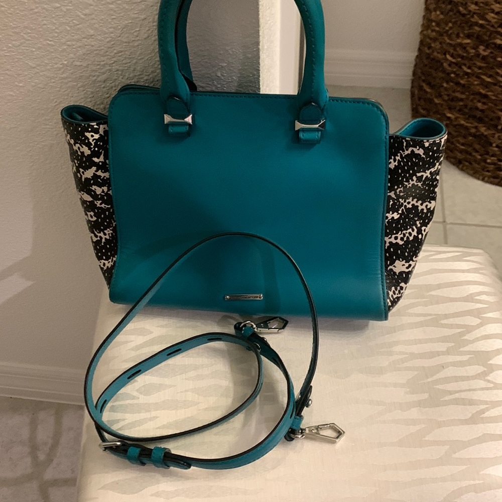 Rebecca Minkoff teal , black and white purse